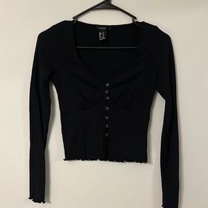 Forever 21 crop long sleeve button up top.